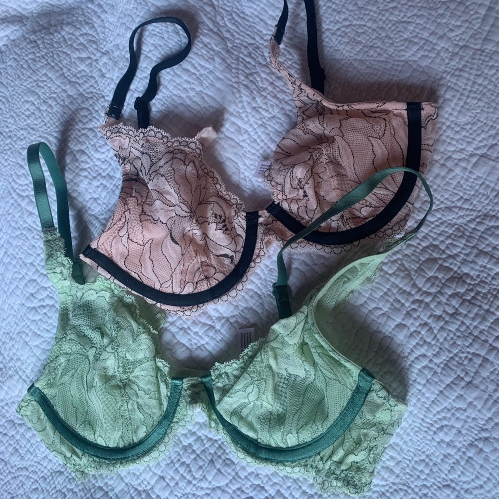 Green + Pink Bralette Set